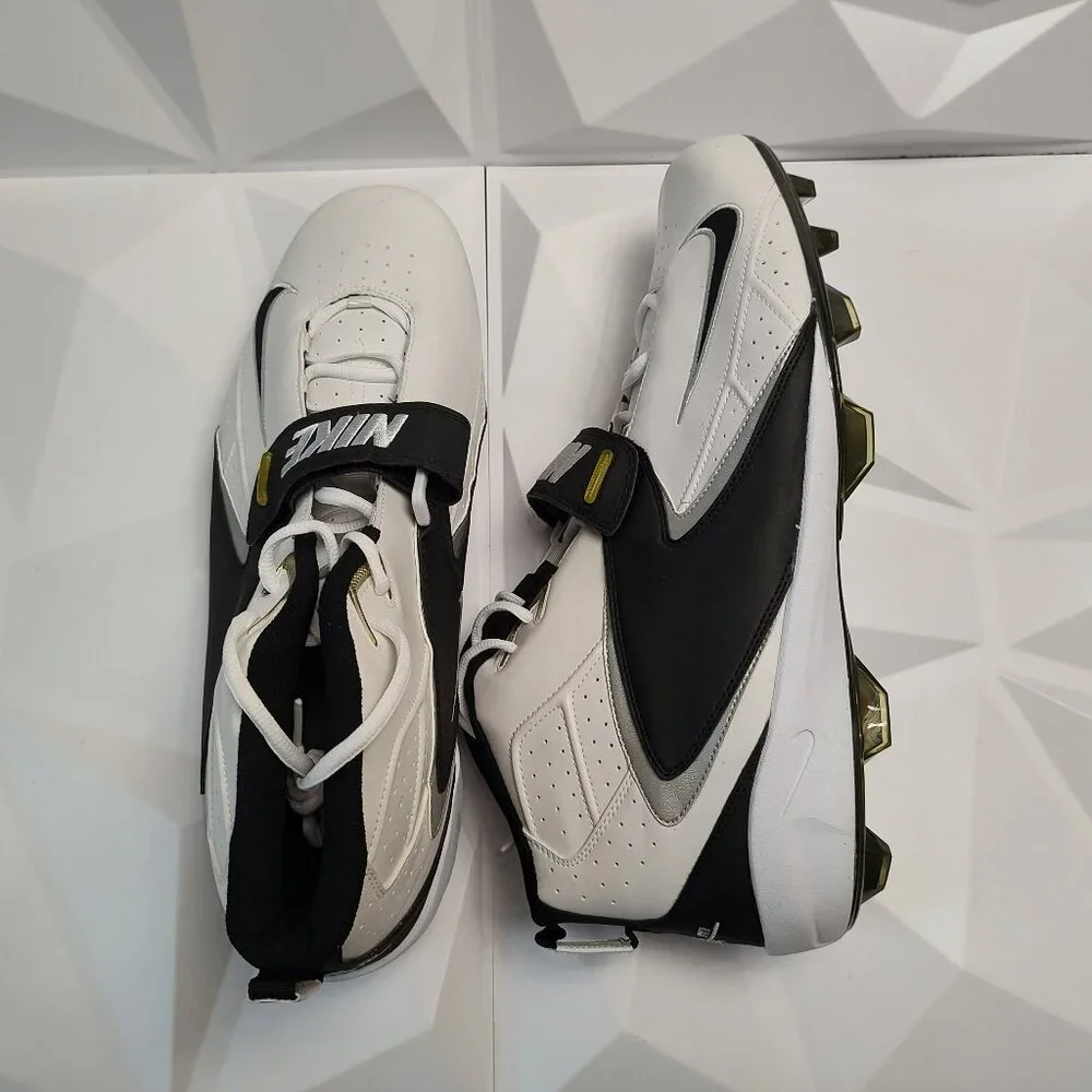 Nike Men's Football Cleats 18 White Black Shoe Lacrosse Air Zoom Boss Shark - Picture 4 of 10
